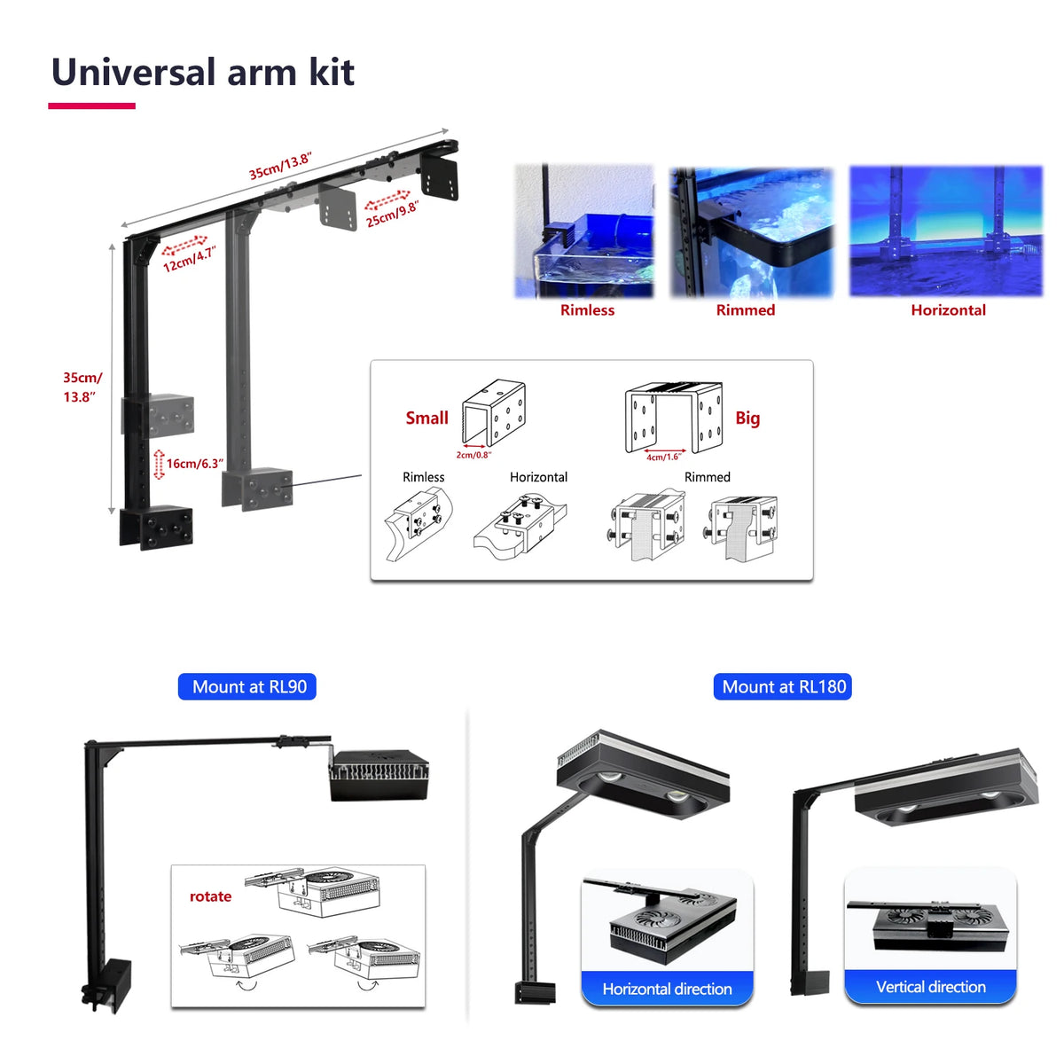 PopBloom RL90 RL180 WiFi Full Spectrum Marine LED light, Saltwater Aquarium Led Lamp for Reef Coral SPS/LPS Marine Aquarium Tank