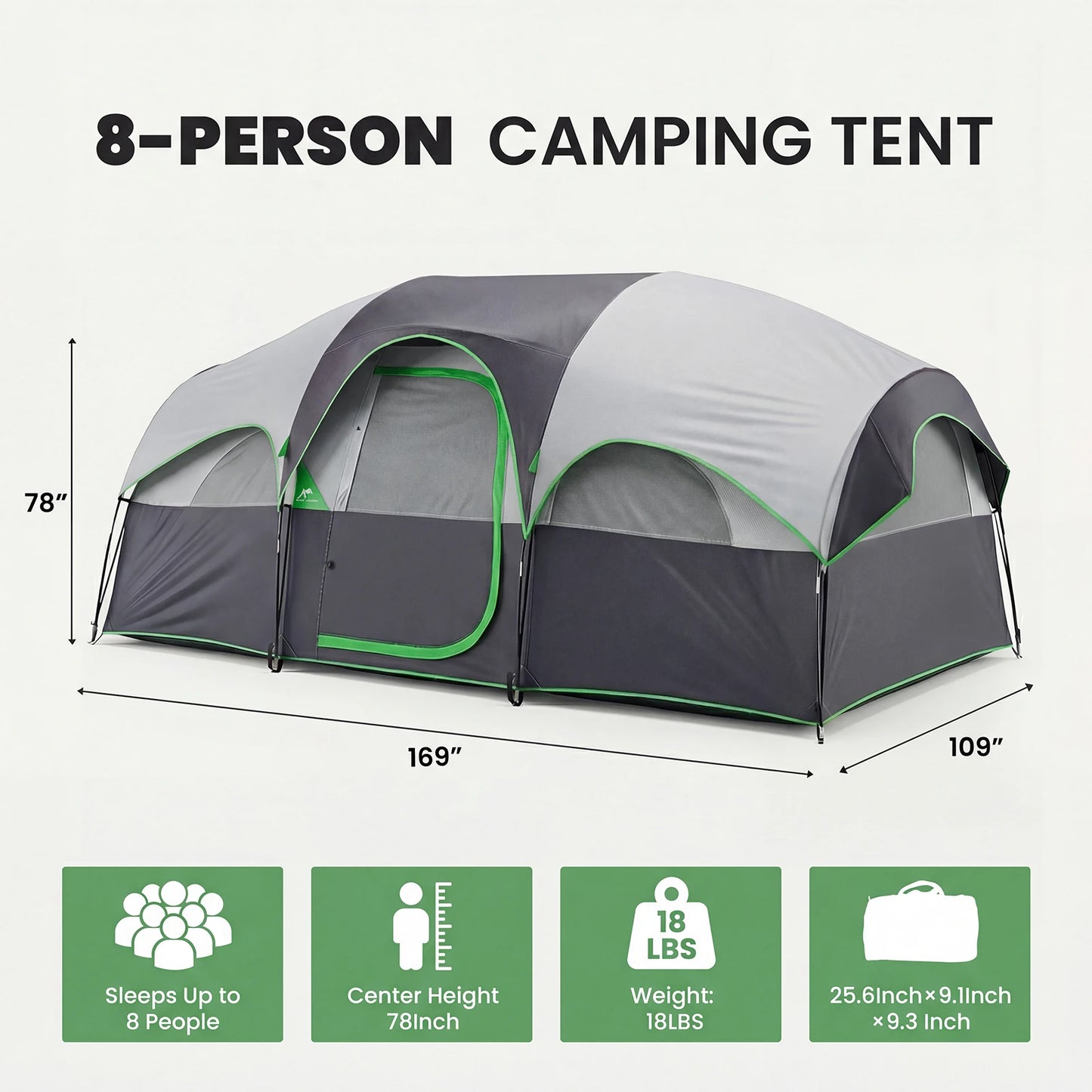 8 Person Camping Tent With Quick Setup Waterproof Dome Shelter