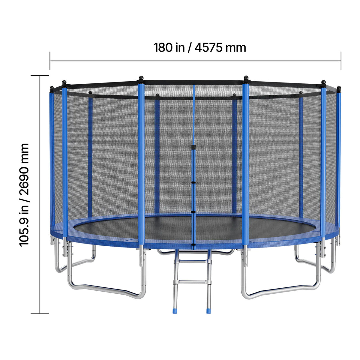 SucceBuy Outdoor Trampoline 8/10/12/14/15/16FT Round  Trampoline with Enclosure Net Anti-Rust Backyard Trampolines for Kid Adult