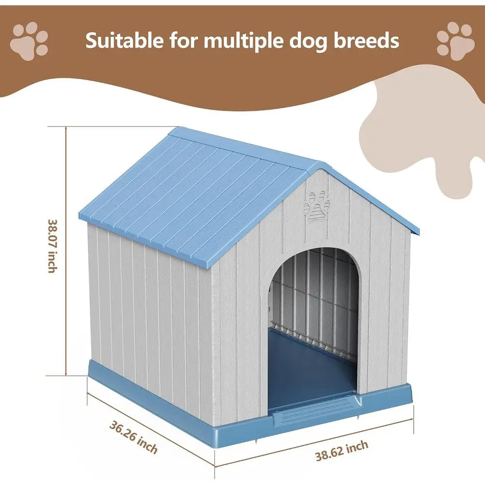 Large Dog House Indoor Outdoor Waterproo,Puppy Shelter with Air Vents and Elevated loor,Sturdy Dog Kennel or Small to Large Size