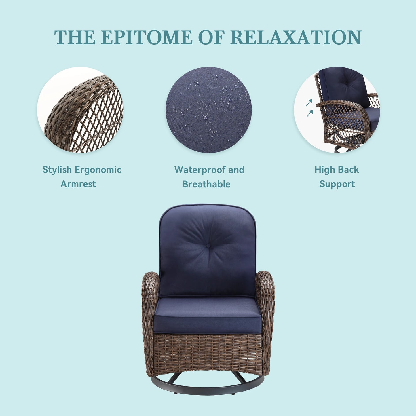 Outdoor Patio Furniture Set With Cushions And Rotating Rocking Chairs