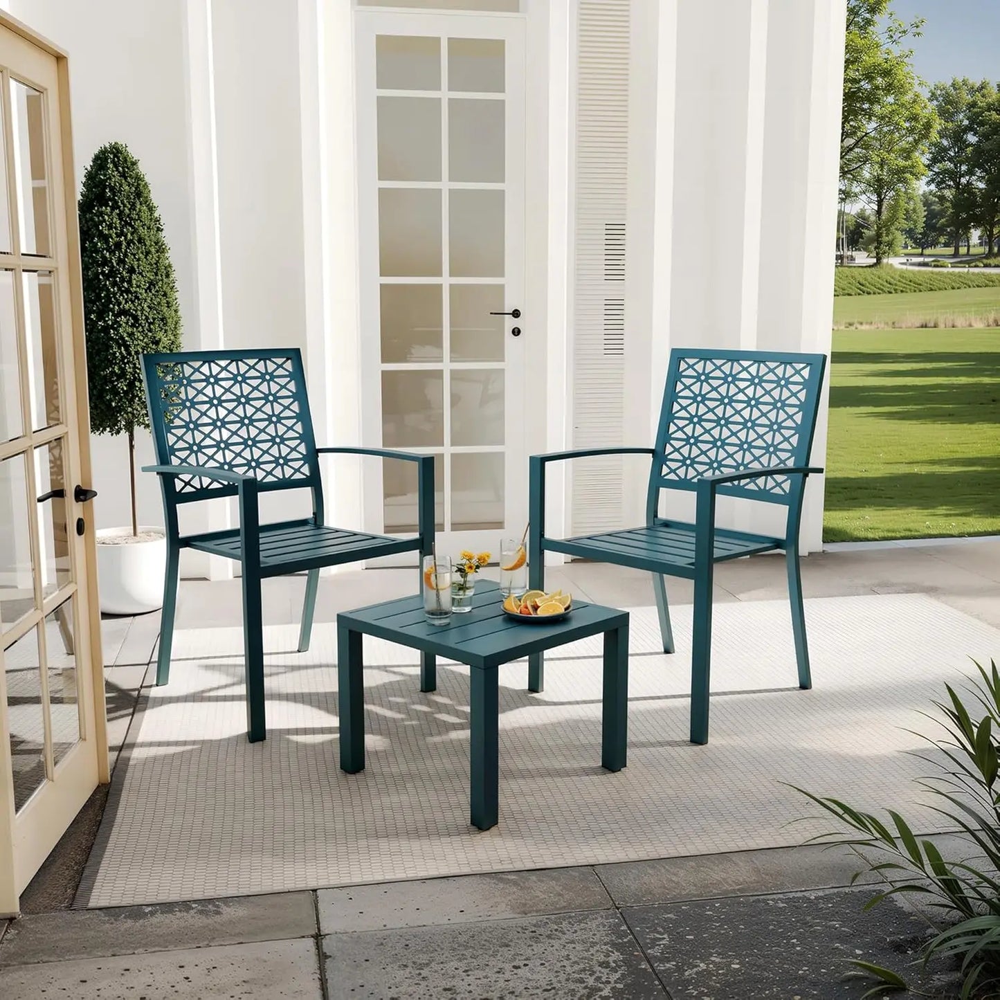TWISTER.CK Patio Bistro Set 3 Piece With Table And Two Chairs