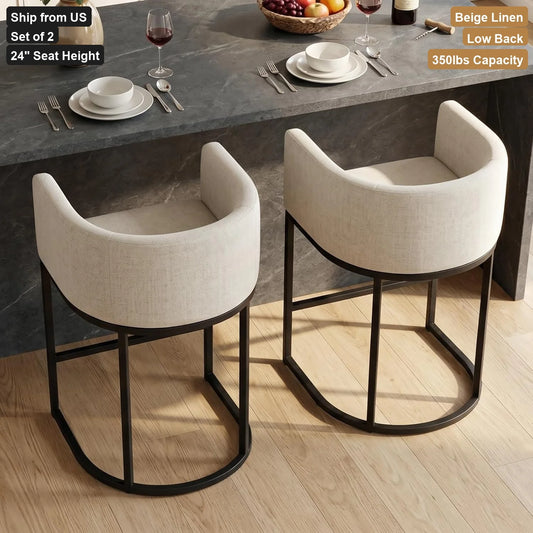 Upholstered Counter Height Bar Stools With Low Back Design
