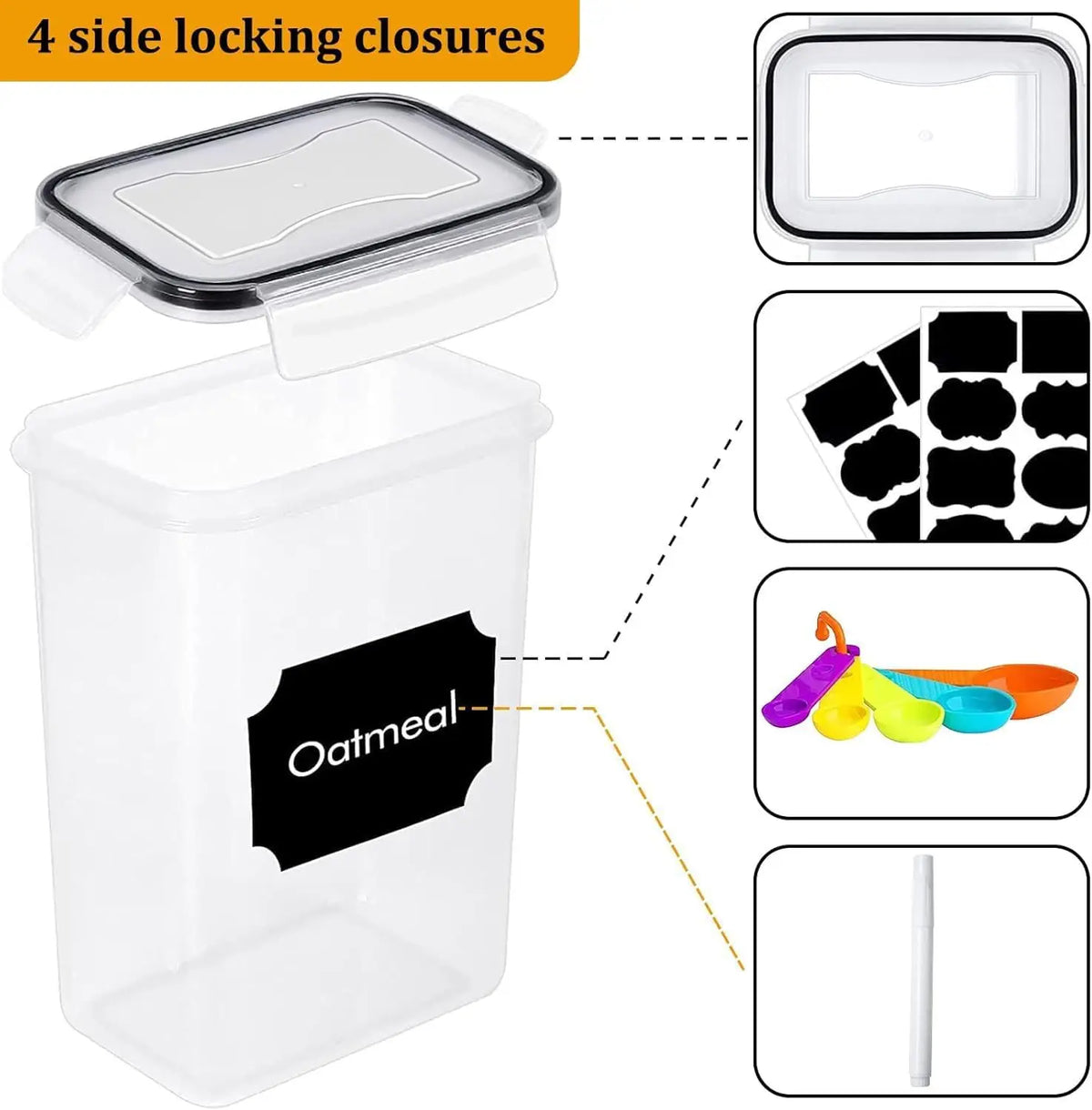 Airtight Stackable Food Storage Containers With Labels for Kitchens