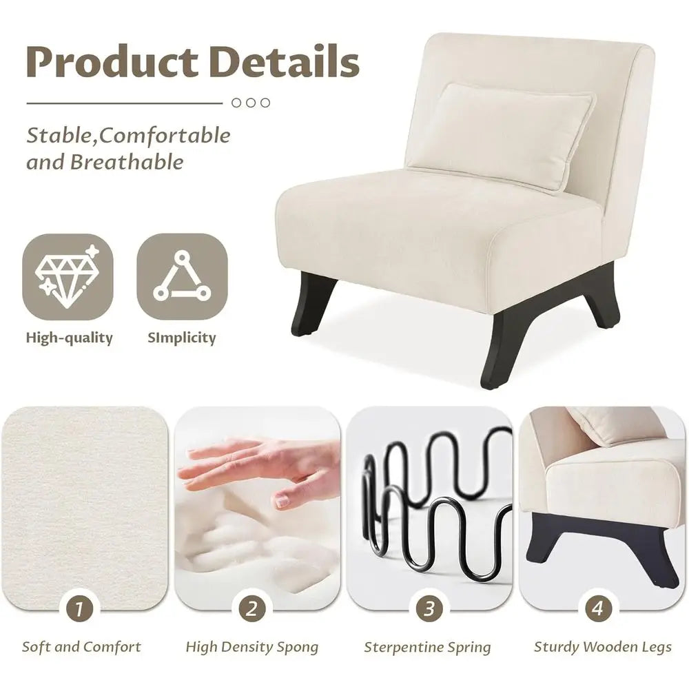 Set Of 2 Upholstered Accent Chairs With Wooden Legs And Pillows