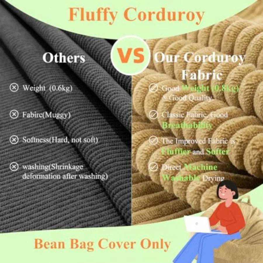 Stuffed Animal Storage Bean Bag Chair Cover No Filler,Large Toy Storage Organizer and Comfy Sofa Chair for Playroom, Teens Adul