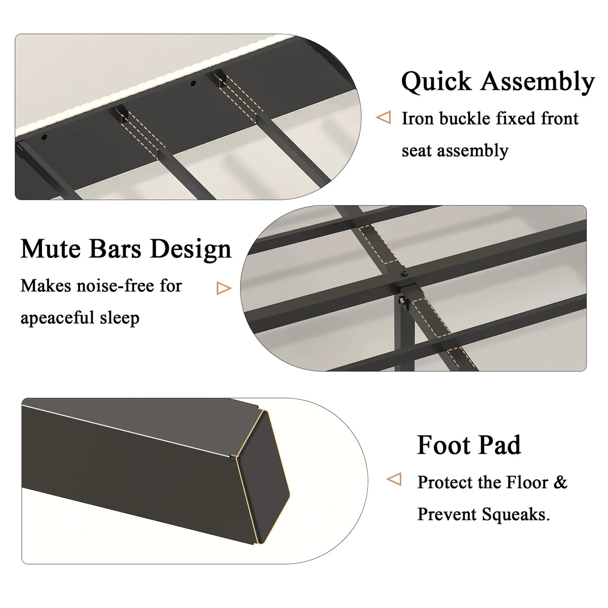 Upholstered Platform Bed Frame With Tall Headboard Easy Assembly