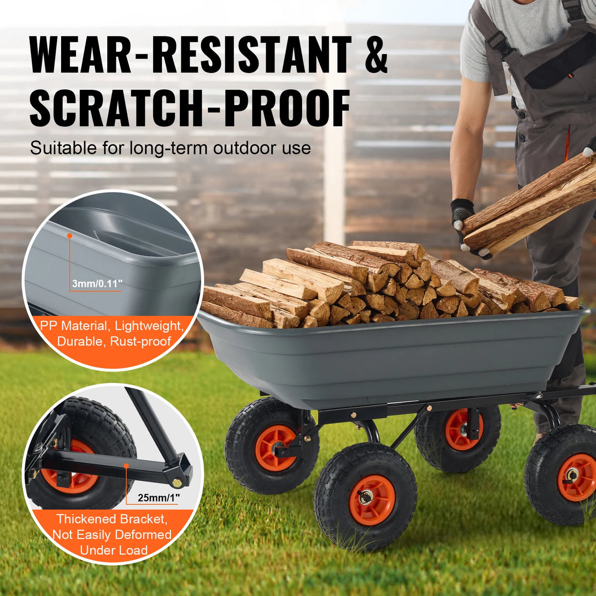 SucceBuy Heavy Duty Garden Dump Cart With Steel Frame