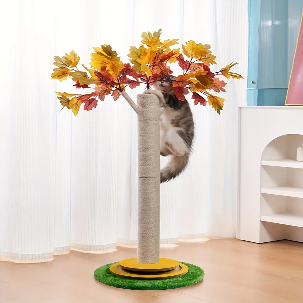 Cat Scratching Post, Maple Leaf Cat Scratching Board, Suitable for Indoor Adult Cats and Kittens, with a Stable Base, Sisal Rope, Interactive Toys, and Cat Gifts, Cat Scratching Board
