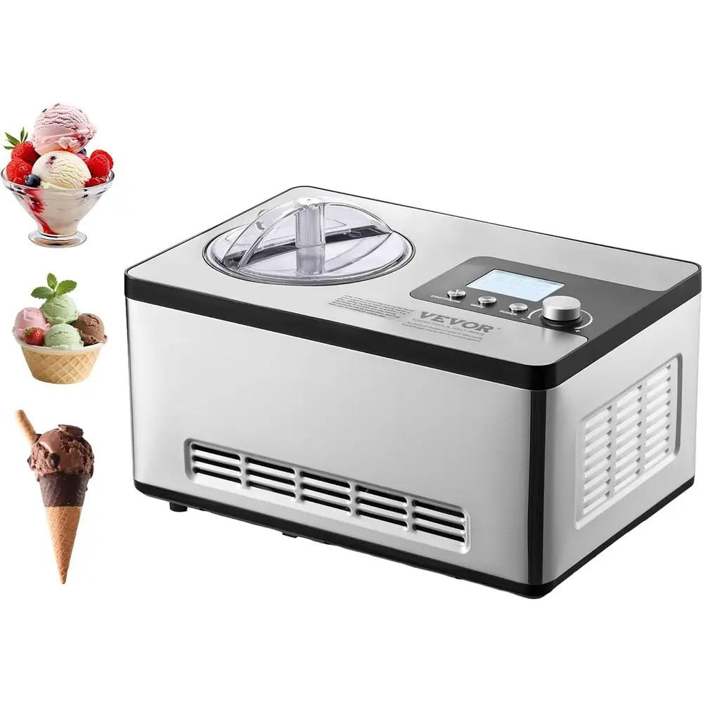 Automatic Ice Cream Maker With Built In Compressor Stainless Steel