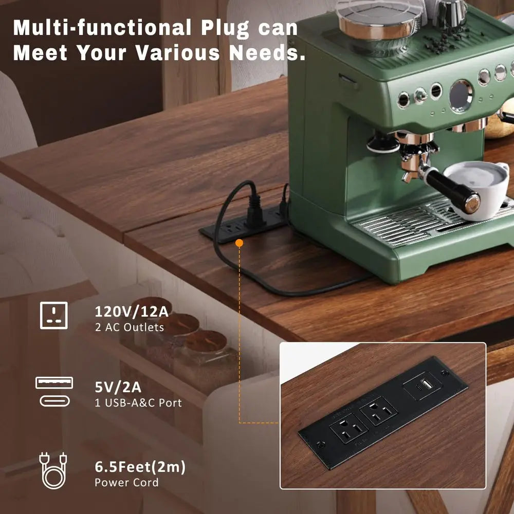 Rolling Kitchen Island with Power Outlet and Drop Leaf, Mobile Kitchen Island Table on Wheels with Barn Door Storage Cabinet, S