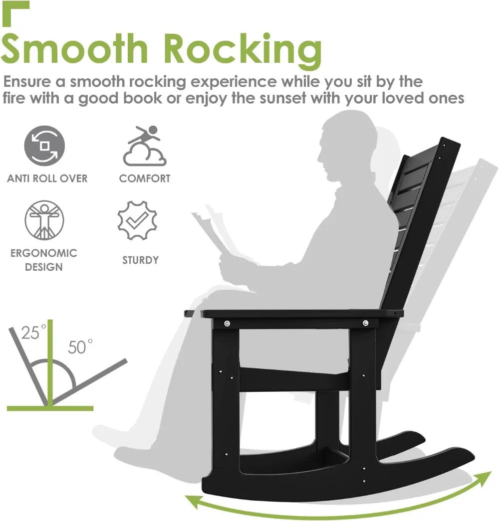 Outdoor Rocking Chairs Set Of 2 In Durable HDPE Plastic