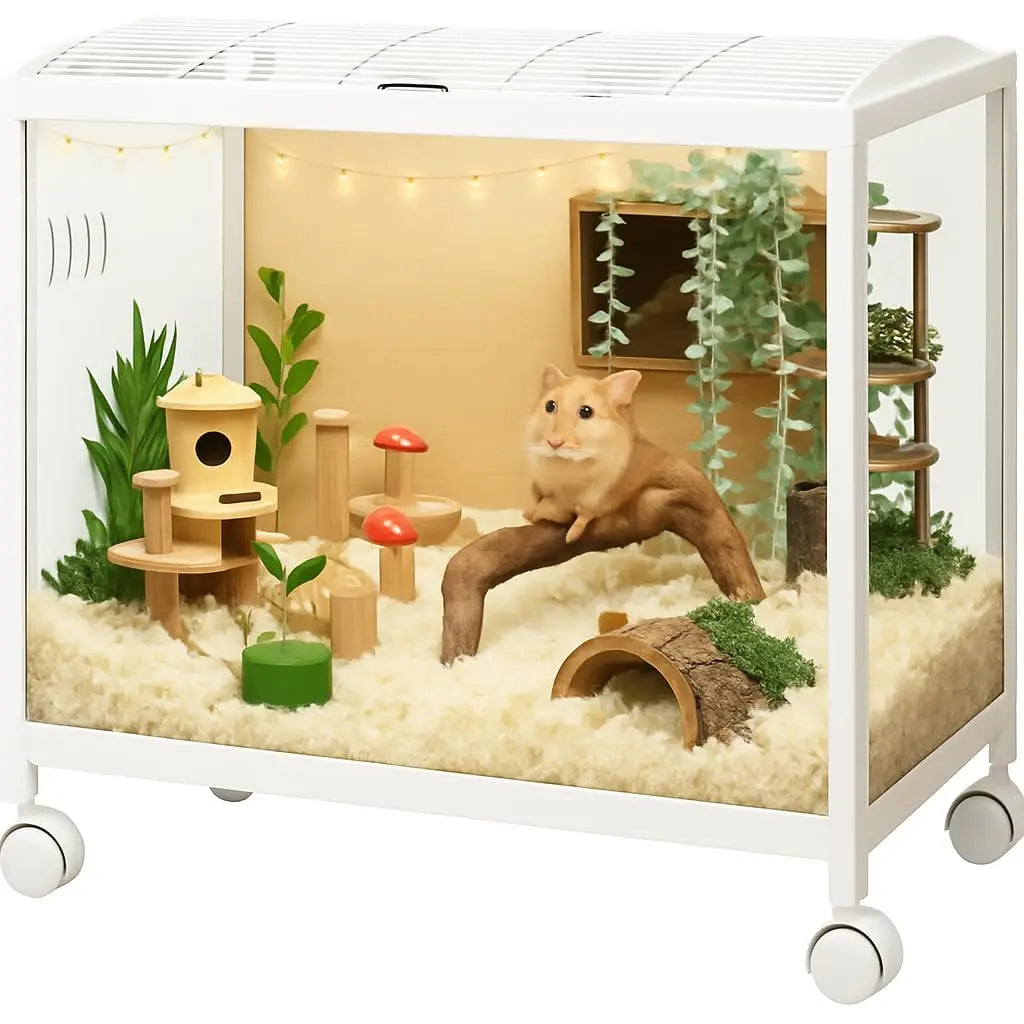 Studyset Hamster Cage With 360 Degree Viewing Wheels Chew Proof Doors