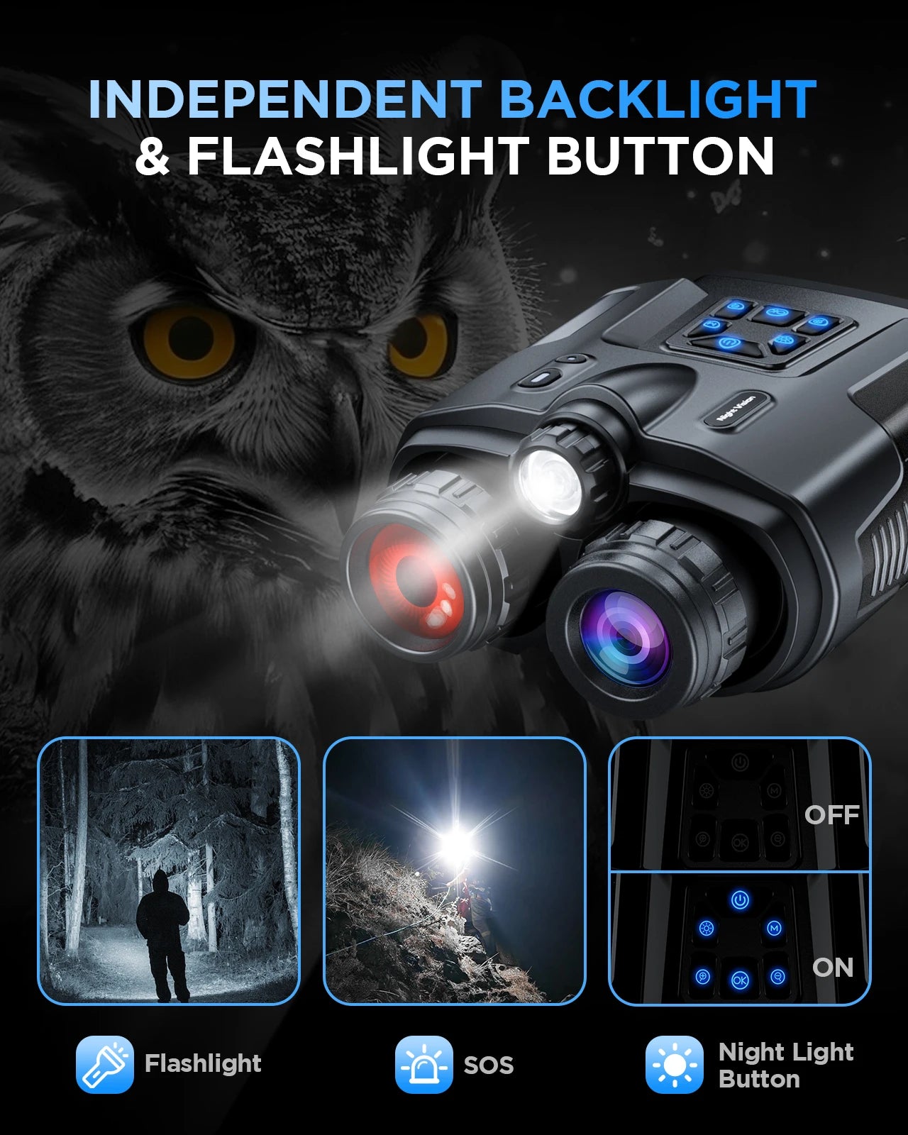 Letcmoi 4K Night Vision Binoculars With Tactical Light For Hunting