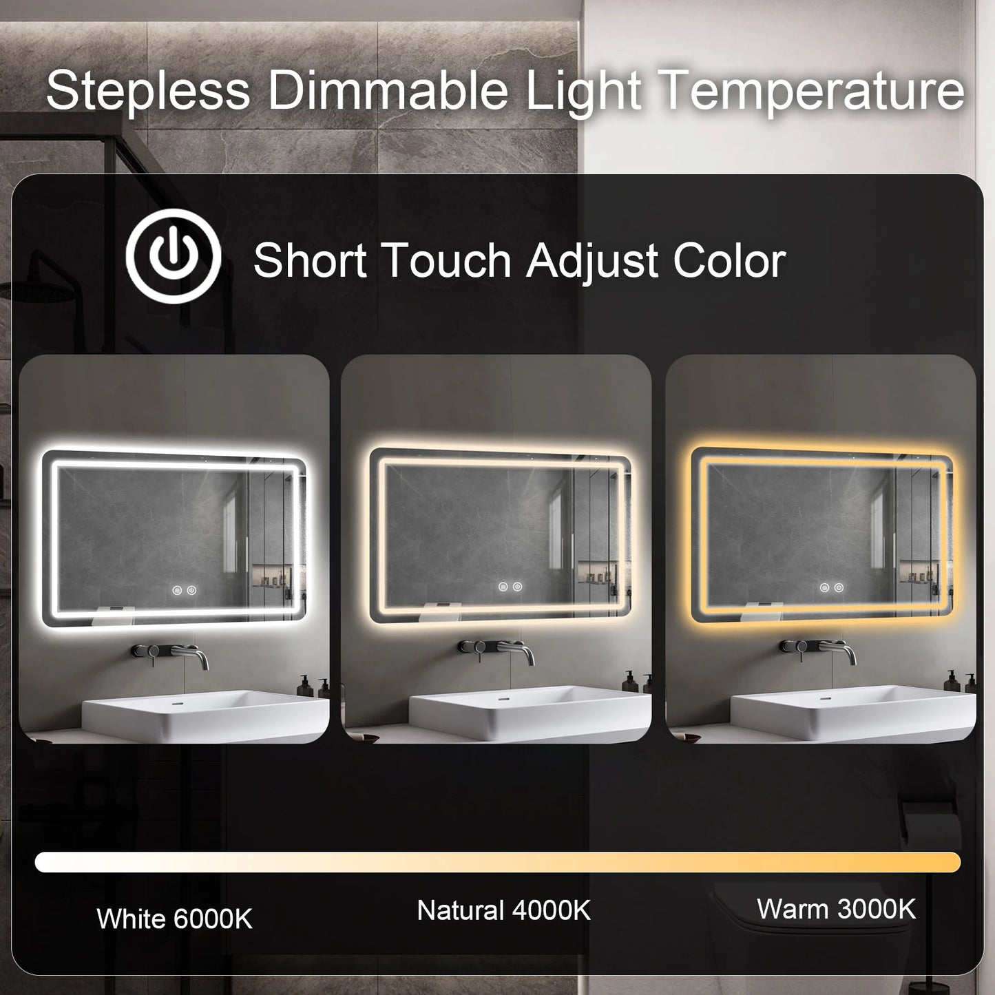 MYGIIVOVO Fogless LED Bathroom Vanity Mirror With Backlit Demister