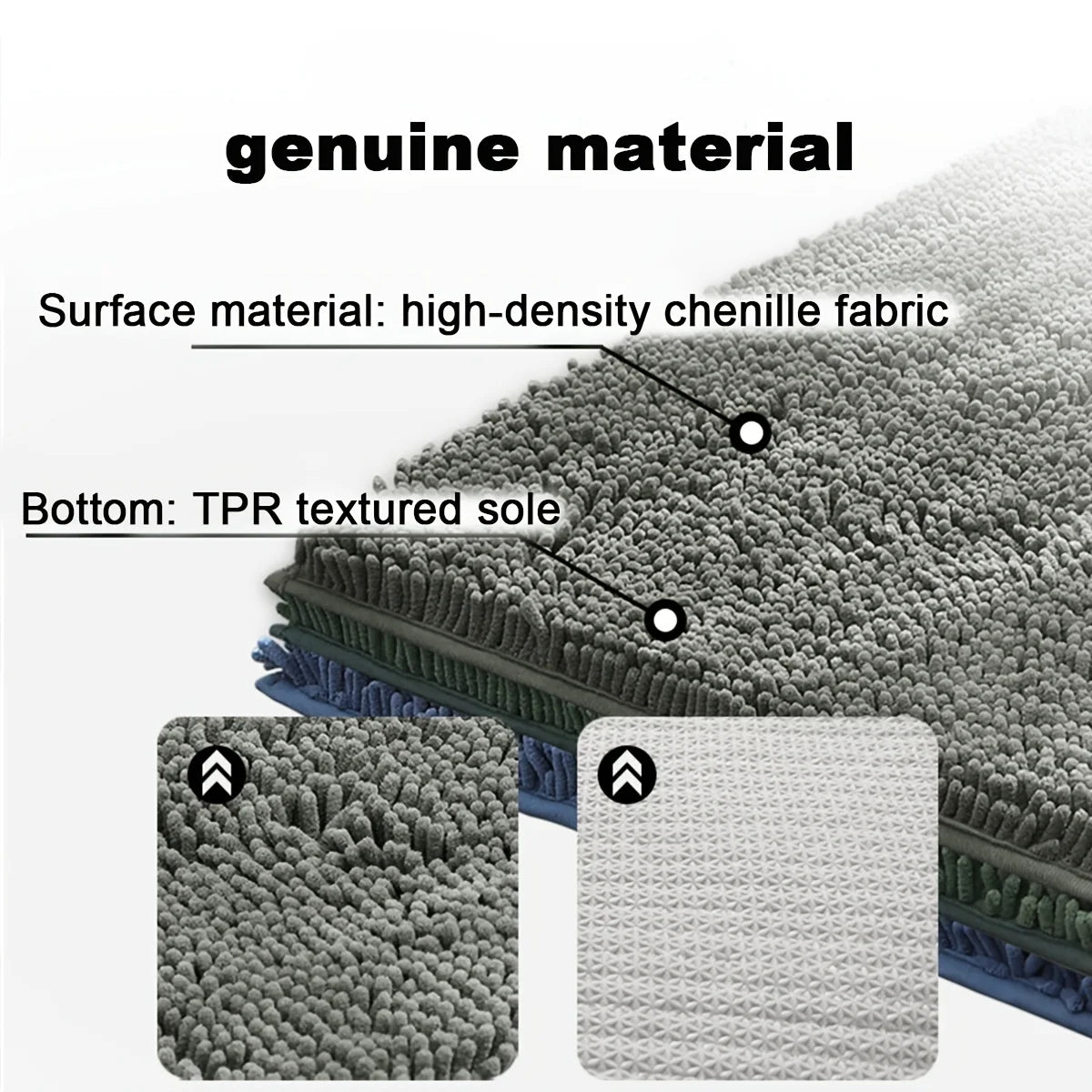 Ultra-Soft Chenille Plush Bath Mat, Super Absorbent, Machine Washable
