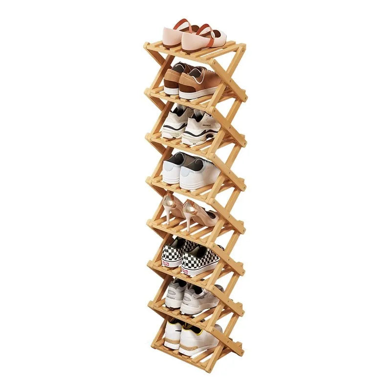 Universal Bamboo Shoes Rack Organizer Storage PC For Home Entryway Closet Bedroom Living Room Space Saving Multi Layer Durable Lightweight Easy Assembly Portable Shoe Shelf Holder Stand With PC Connectors Accessories Kit Prem
