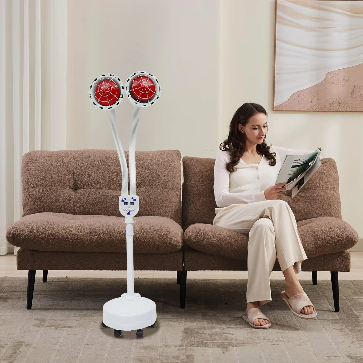 275W IR Infrared Red Heat Light Therapy Bulb Muscle Pain Relief Therapeutic Lamp Adjustable Floor Stand And Temperature