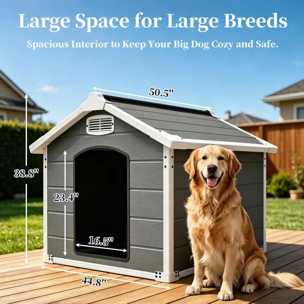 Dog House for Large Breeds, Outdoor Indoor Heavy Duty Pet House, Waterproof UV Protected, Scratch Resistant Double-Wall PP Board