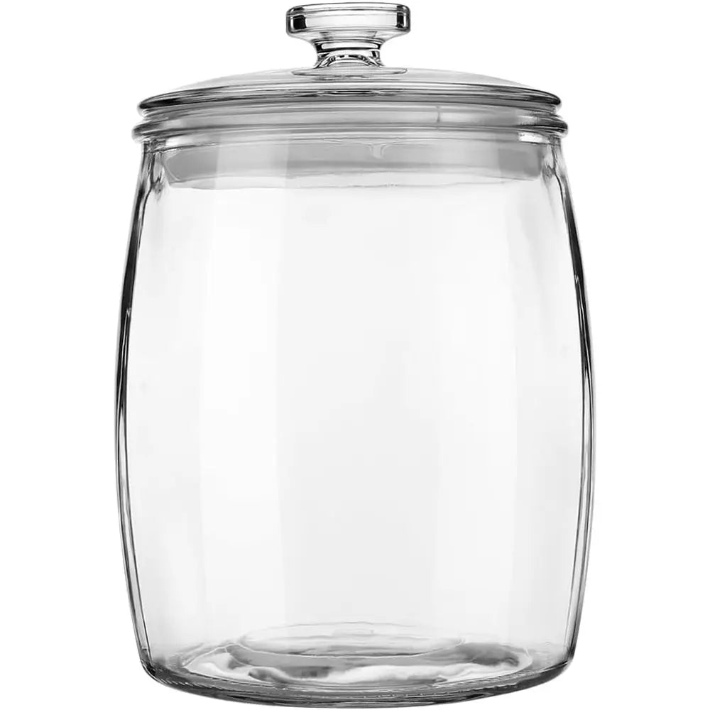 Wide Mouth Apothecary Jar with Lid, 0.5 Gallon Glass Jar for Kitchen Storage and Laundry Room Organization, 72 oz Clear Glass Co