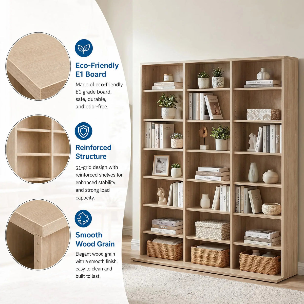 HiMISS 7 Tier Wooden Media Storage Tower For Home Office