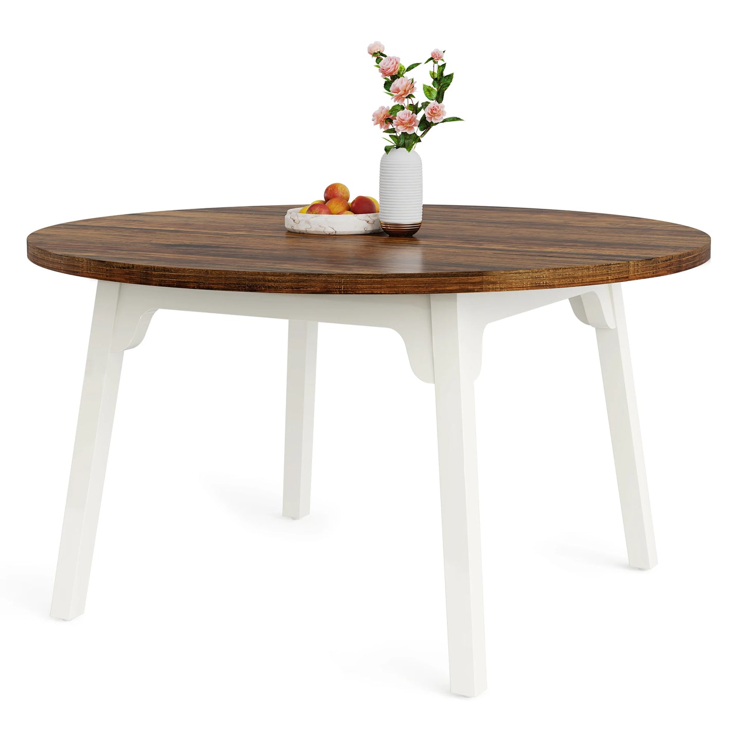 Tribesigns Round Wooden Dining Table With Sturdy Metal Base