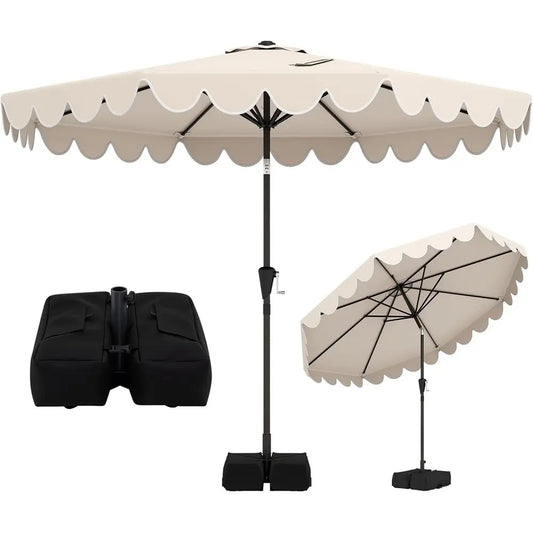 Patio Umbrella With Base Included, Adjustable Crank, 8-Rib Design