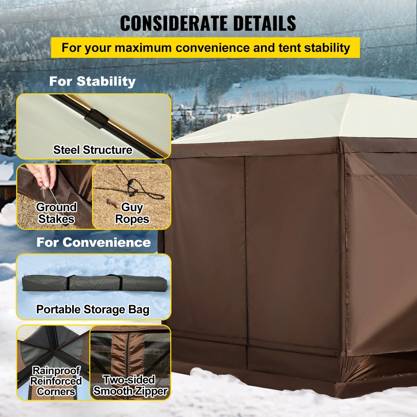 SucceBuy Pop Up Camping Gazebo Canopy Tent Sun Shade Shelter