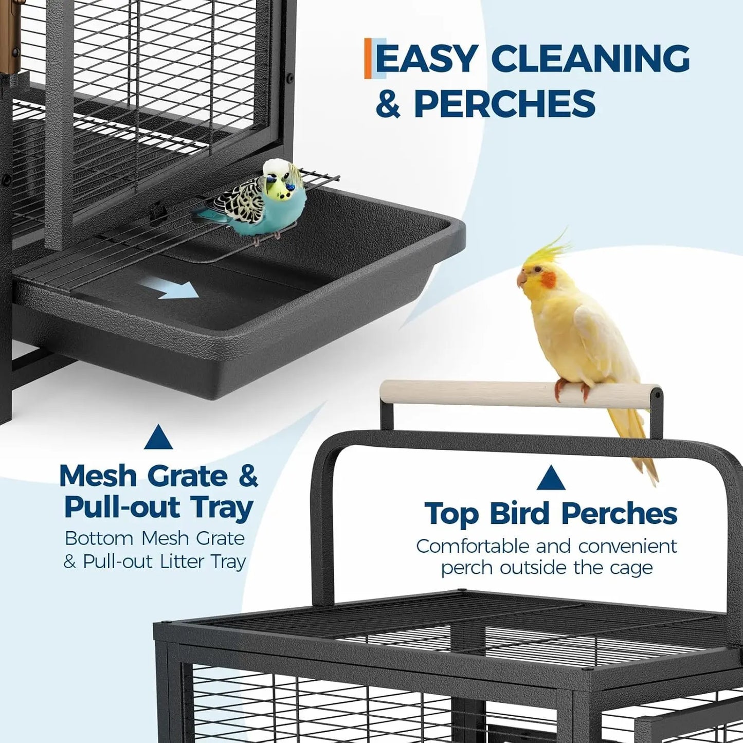 HiMISS Portable Small Bird Travel Cage With Removable Tray