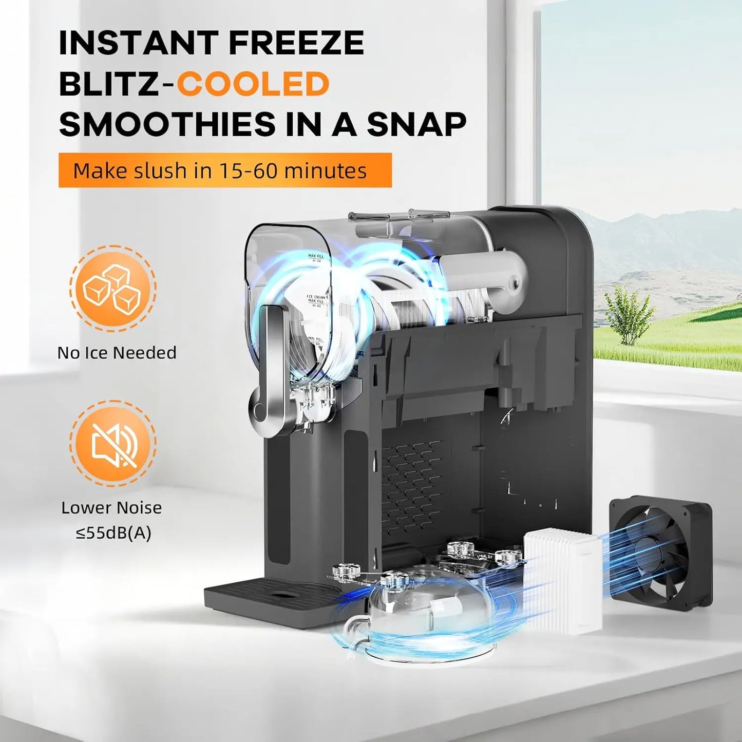 Acekool Iceless Slushie Machine With LED Display And Quiet Compressor