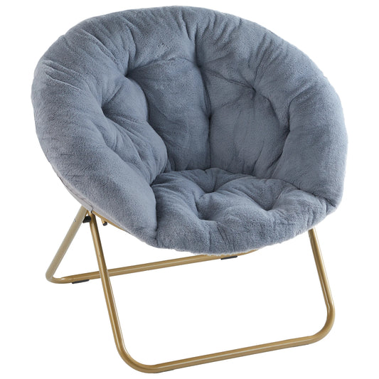 MCQ Ergonomic Faux Fur Folding Office Chair With Metal Frame