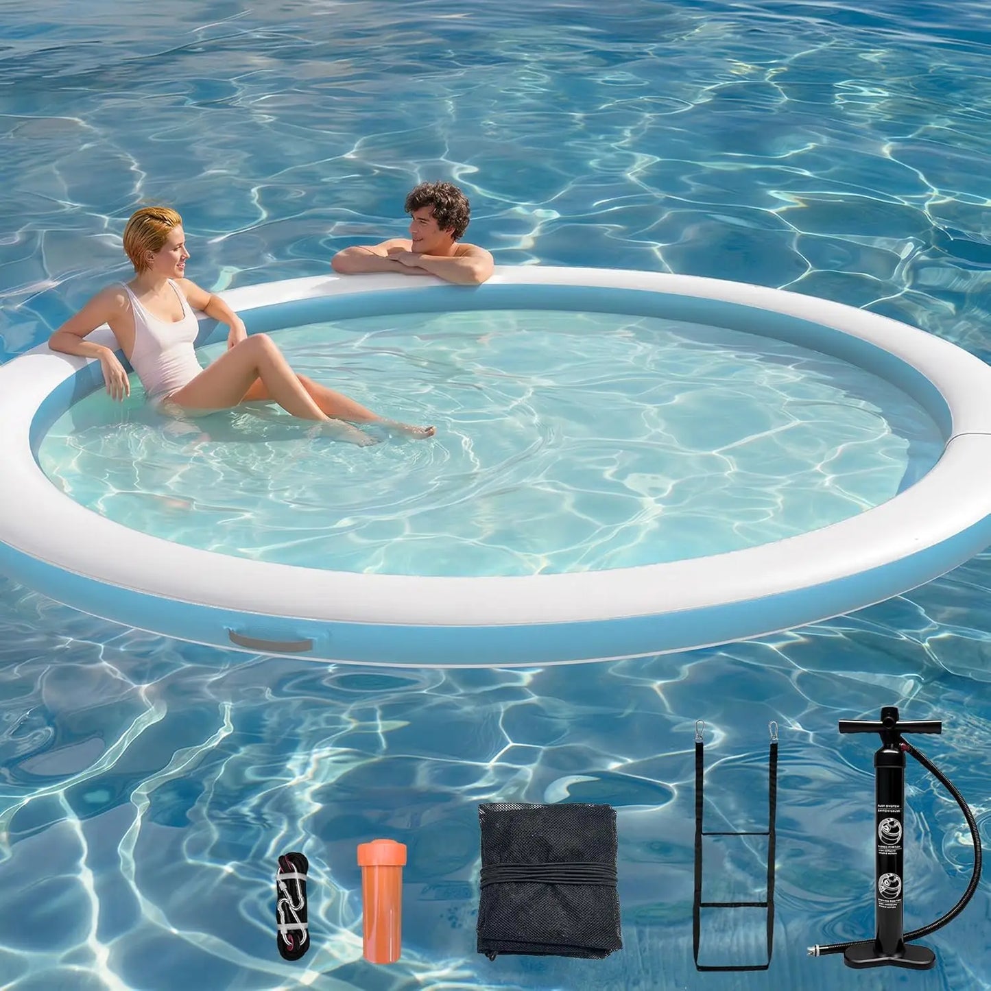 Water Hammock Inflatable Float Ring With Mesh Design