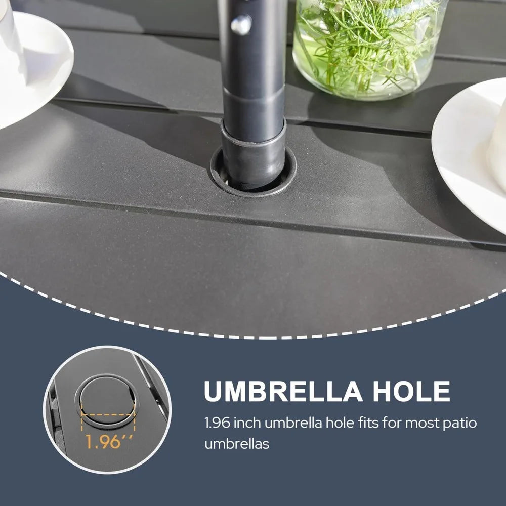 Patio 3 Pieces Outdoor Bar Set, 27.6 Round Bar Height Table with Umbrella Hole and 2 Swivel Rattan Chairs, Outdoor Bistr