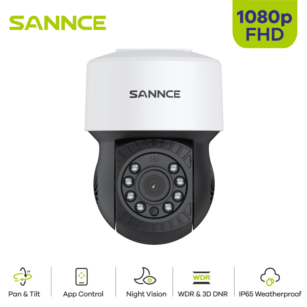 SANNCE AHD 1080P High Clarity Bullet Camera 3.6mm lens supports mobile phone APP DVR Clear day and night vision with auto IR-cut