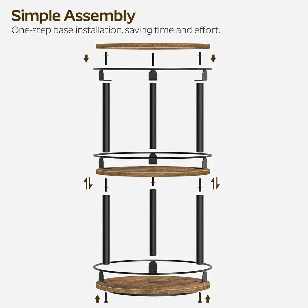 3-Tier Lazy Susan Organizer, Rotating Spice Rack, Spinning Organizer, Industrial Turntable Spice Rack Organizer or Cabinet, Kitc