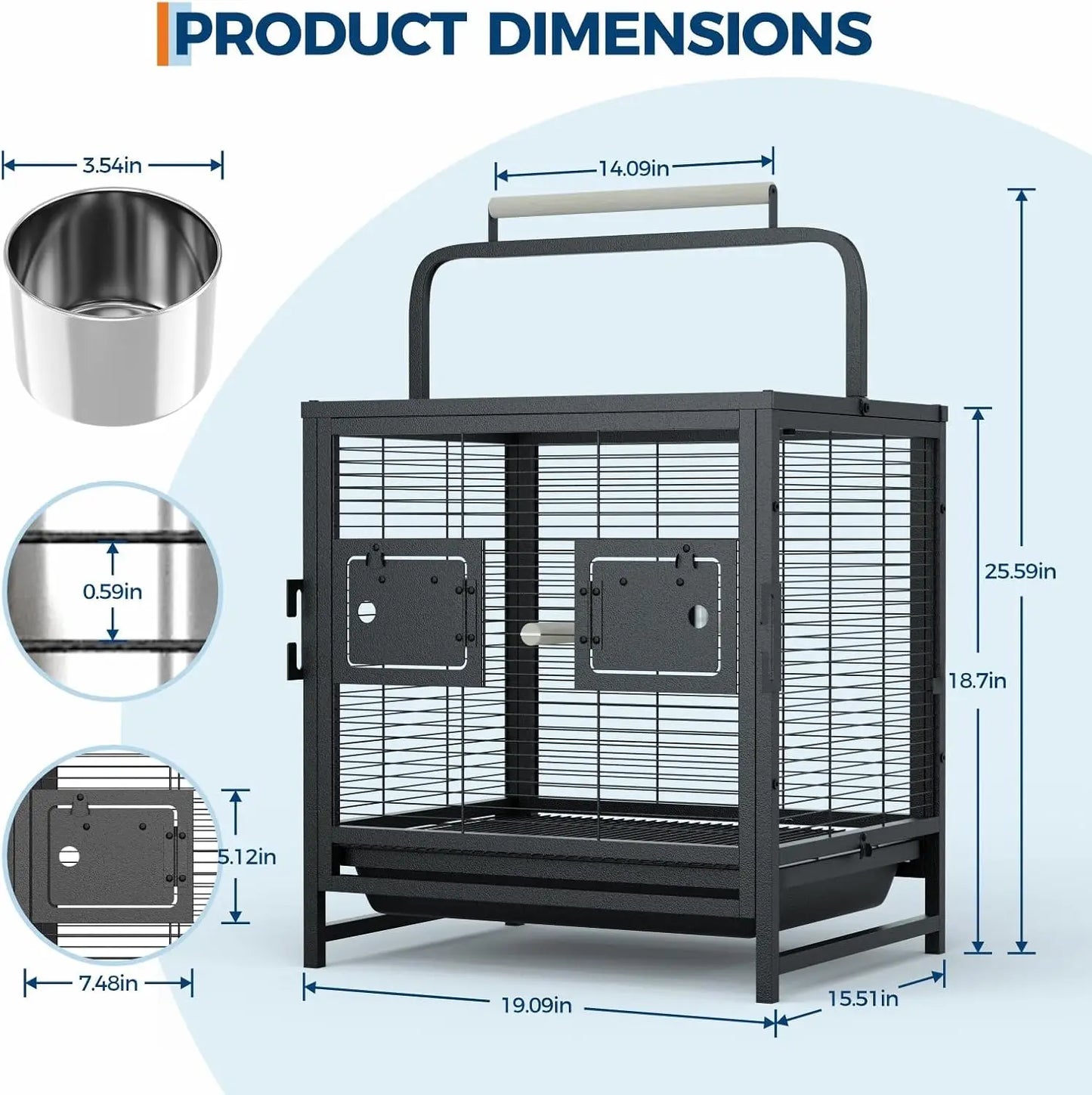HiMISS Portable Small Bird Travel Cage With Removable Tray