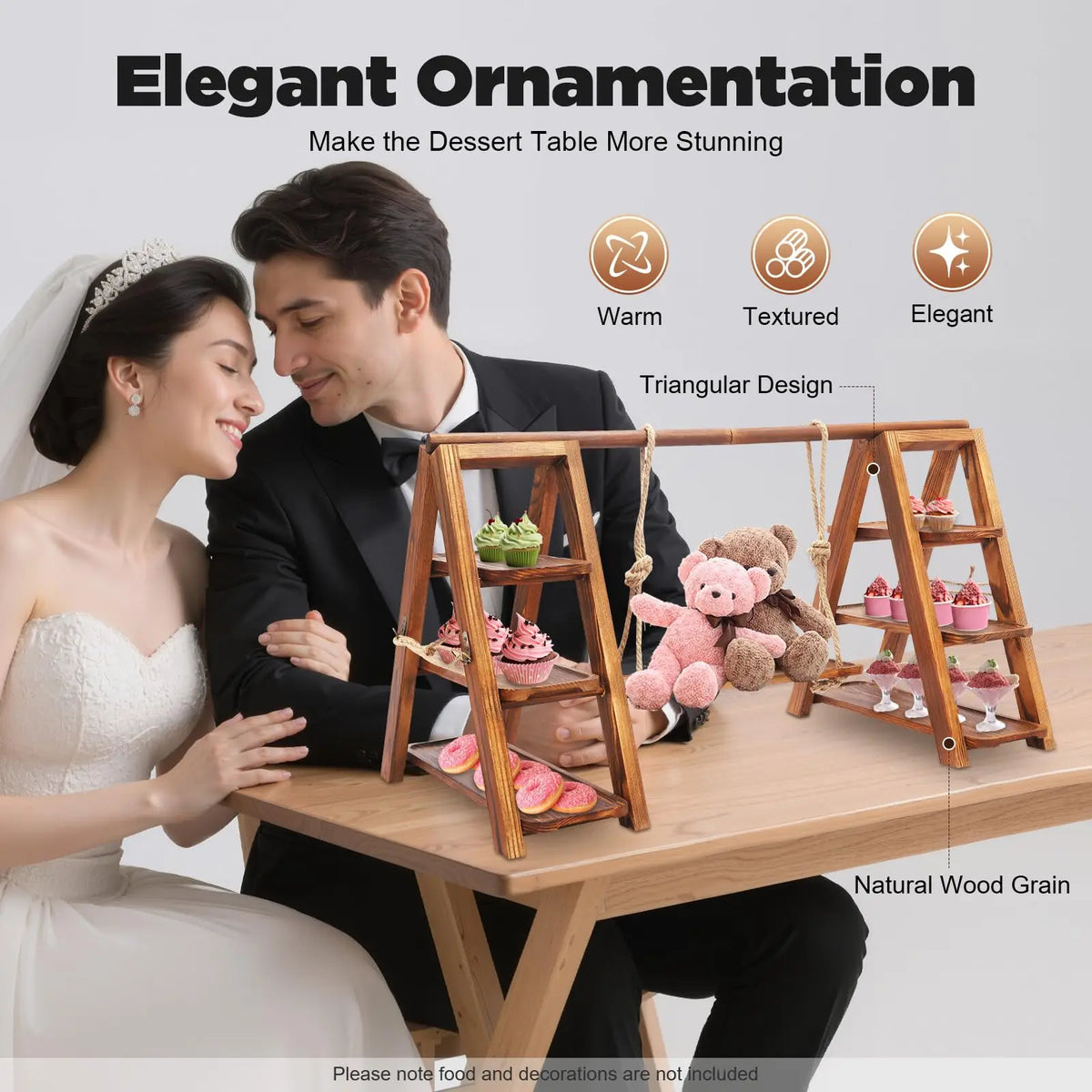Rustic Three Tier Wooden Dessert Display Stand for Weddings