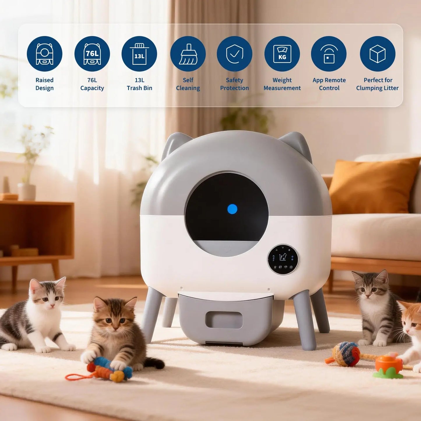 HiMISS Automatic Self Cleaning Cat Litter Box With App Control