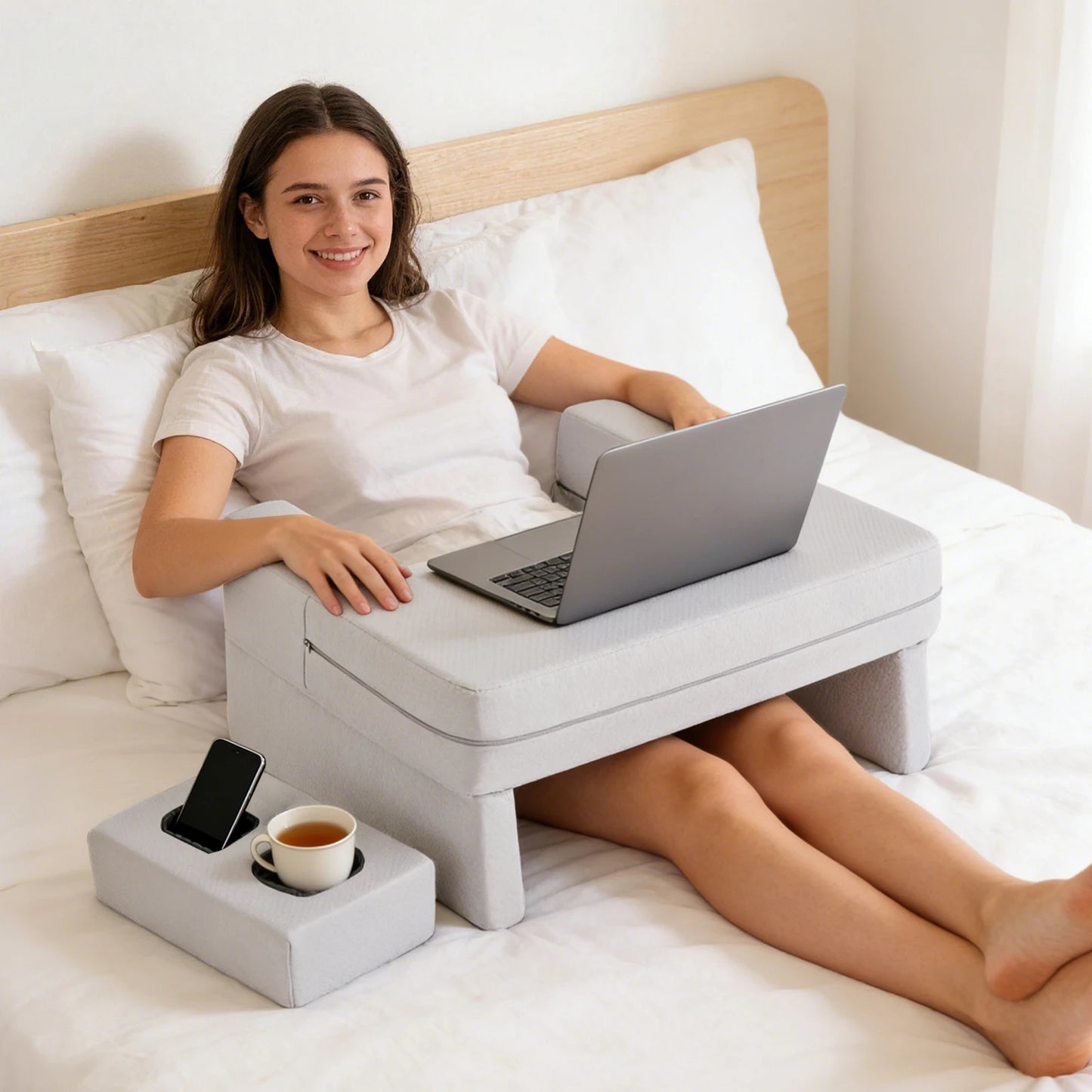JHK Memory Foam Reading Pillow With Ergonomic Support And Cooling Design