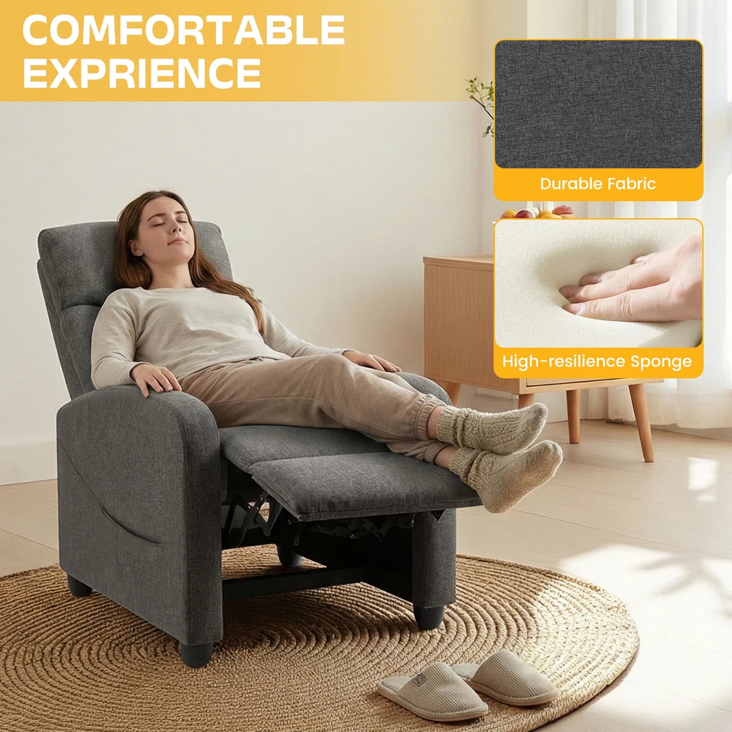 Mcq Ergonomic Reclining Sofa For Living Room With Lumbar Support