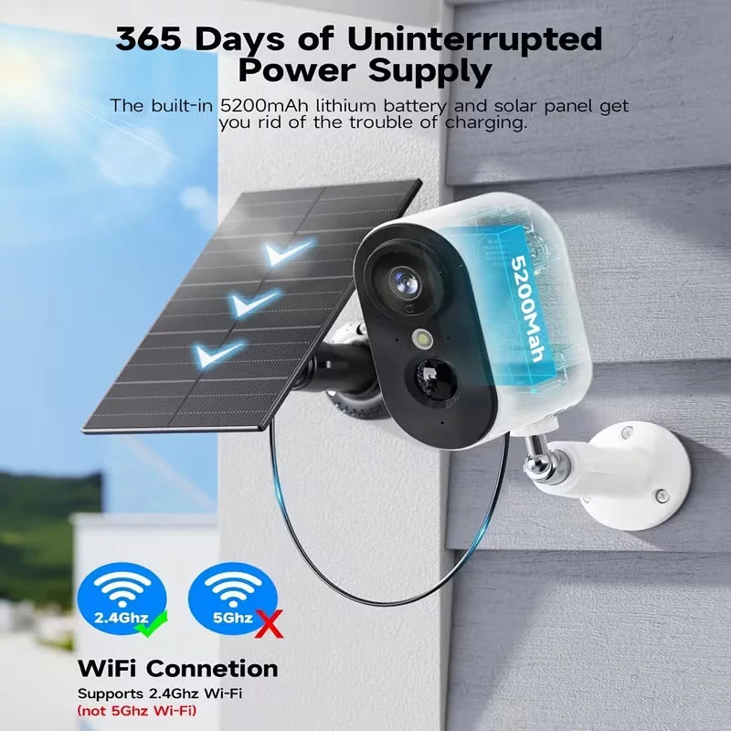 5MP Solar Wireless Security Camera AI Motion Two Way Audio
