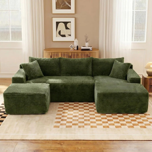 Modern U Shaped Sectional Sofa With Deep Seat Ottoman