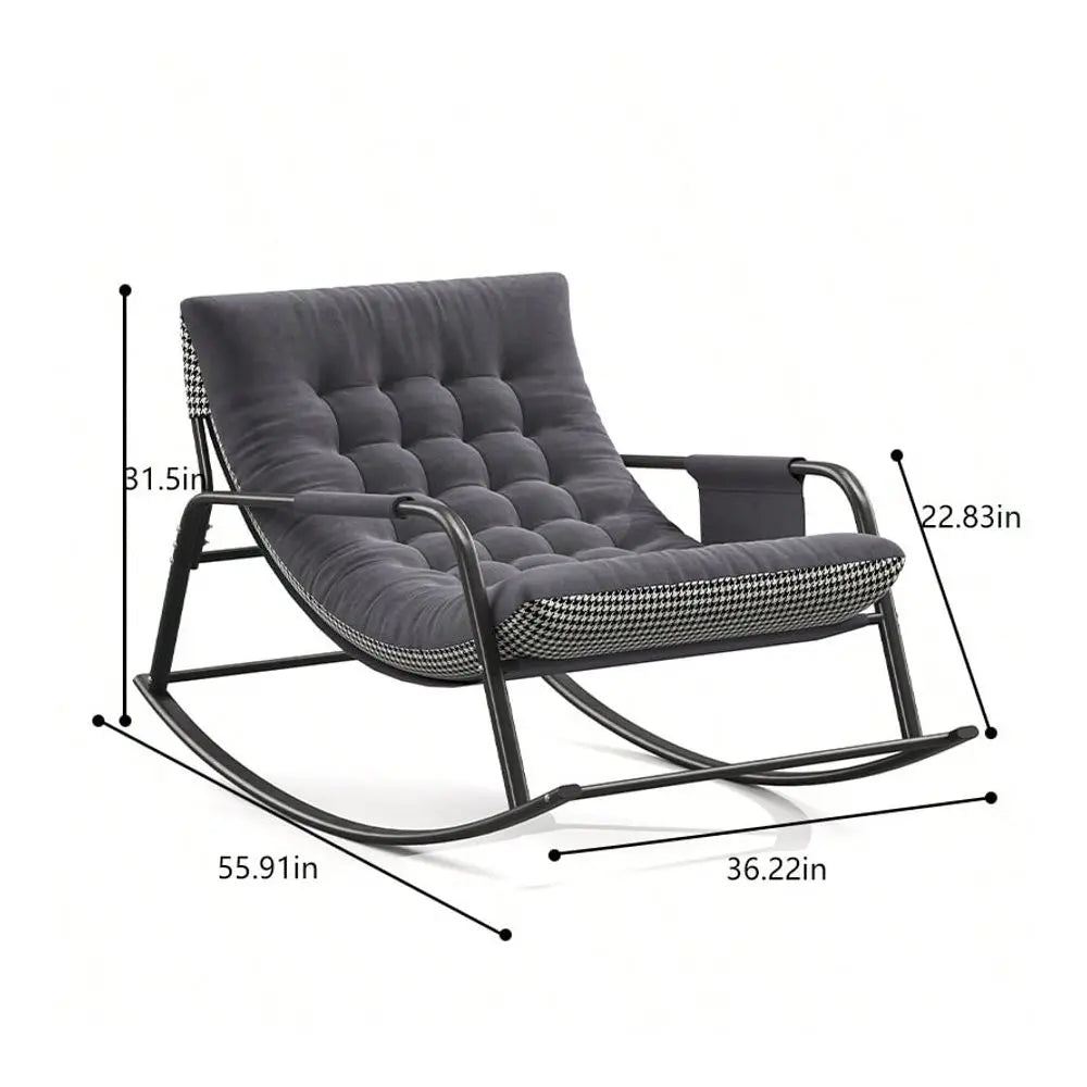 Oversized Double Rocking Chair With Cushions, Modern Patio Rocker With Armrests, Indoor Outdoor Lounge Rocker Chair For Porch,