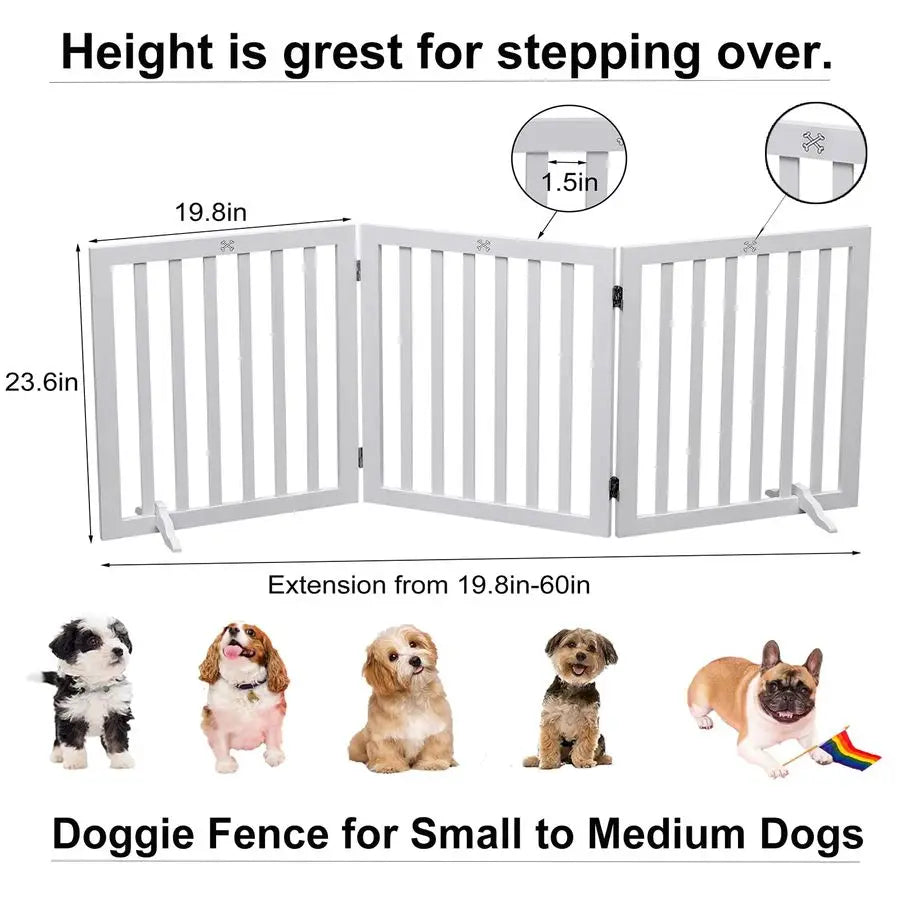 Freestanding Wooden Pet Gate Three Panel for Doorways and Stairs