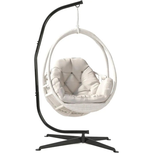 Hanging Hammock Chair Stand Swing Chair Stand or Indoor/Outdoor | C-Type Porch Swing Hanging Chair, 330LBS acity Heavy Duty Soli