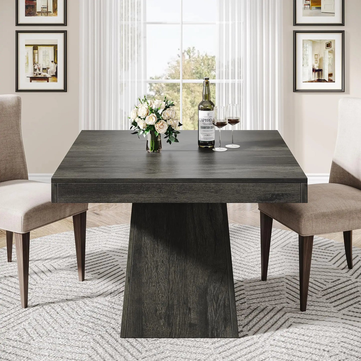 Tribesigns Square Dining Table for Four Modern Farmhouse Kitchen