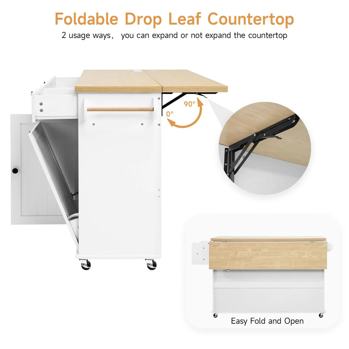ONBRILL Rolling Kitchen Island Cart With Power Outlet And Storage