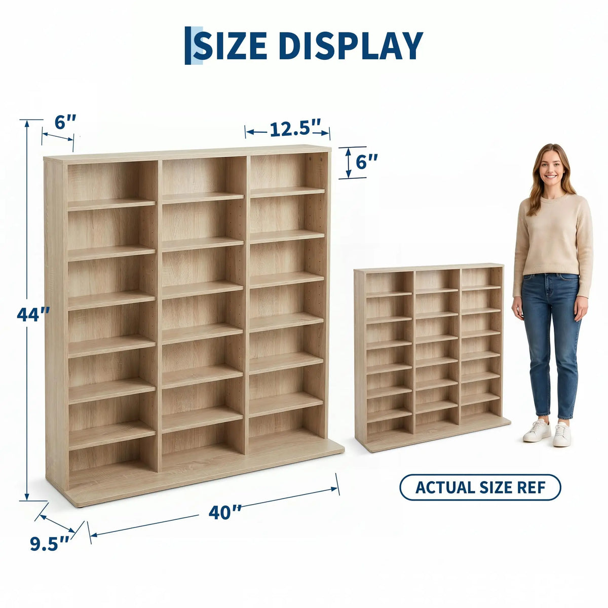 HiMISS 7 Tier Wooden Media Storage Tower For Home Office