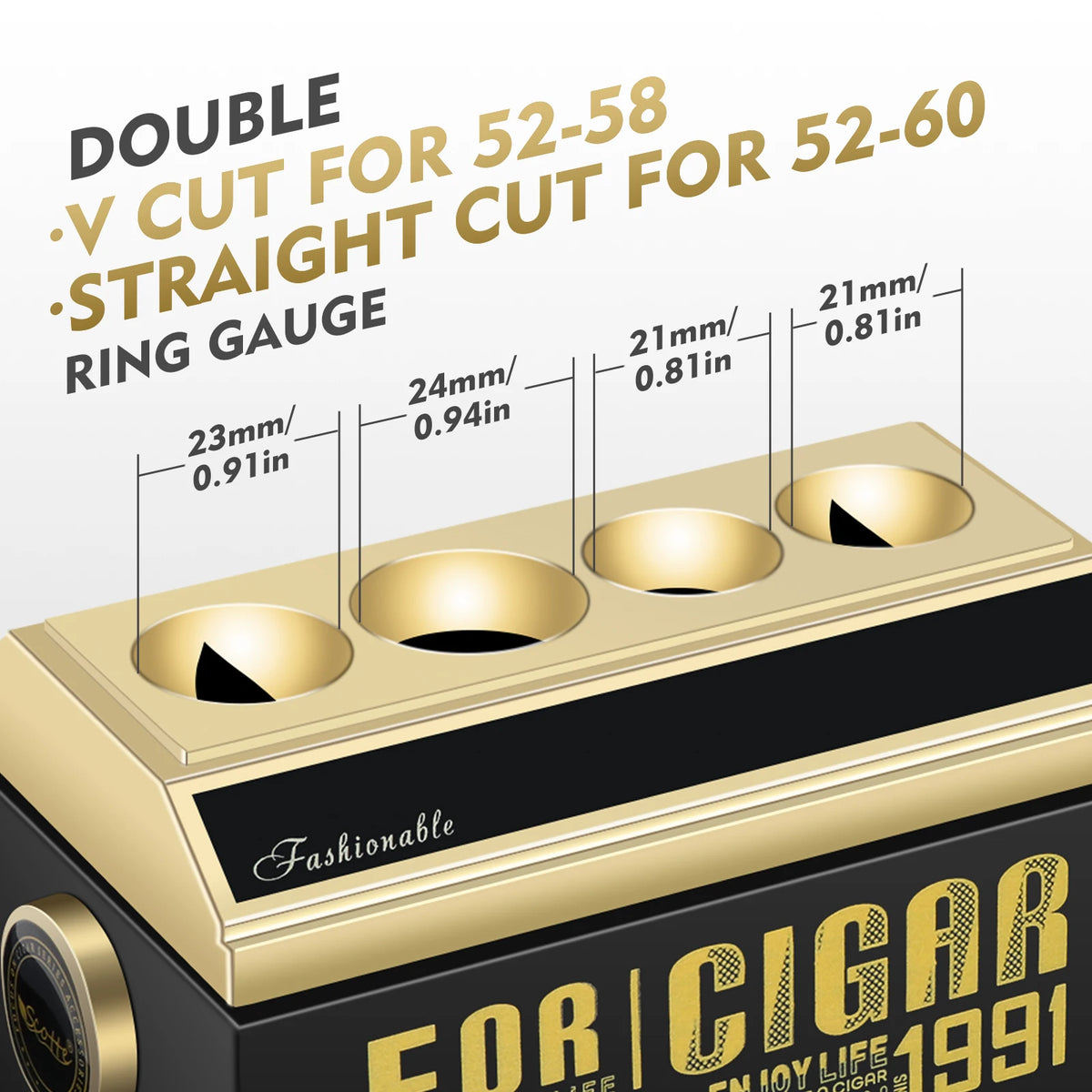 Scotte Tabletop Cigar Cutter With Guillotine And Dual Cut Blades