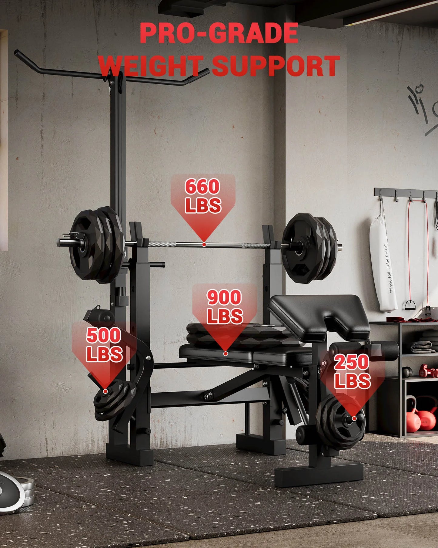 HiMISS Adjustable Weight Bench Set with Leg Developer and Preacher Pad